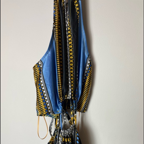 New Women's Blue & White Sleeveless Pleated Striped Maxi Dress Size Small - Picture 3 of 12